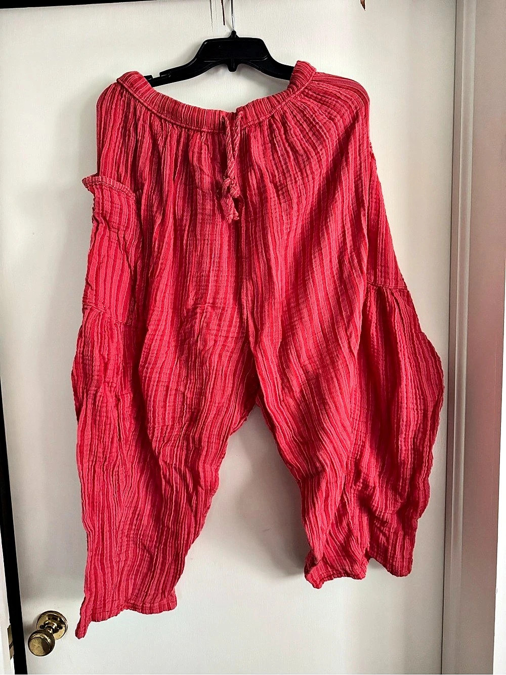 Free People Striped Quinn Pants Wide Leg Red/Pink Large
